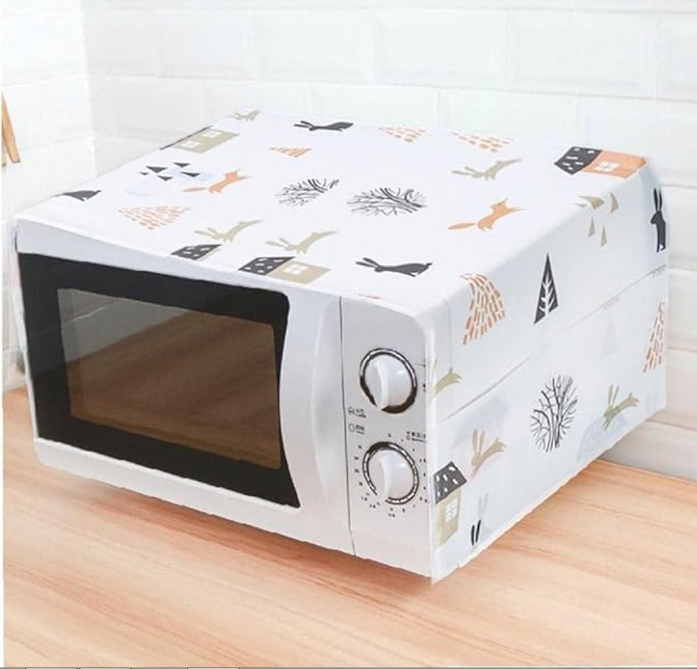 01 Piece Microwave Oven Cover with 4 Utility Pocket, Water Proof, Dust Proof Top Cover, Multi printed patterns (microwave cover)